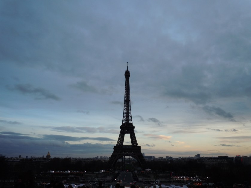 The Eiffel Tower against a Parisian winter sky